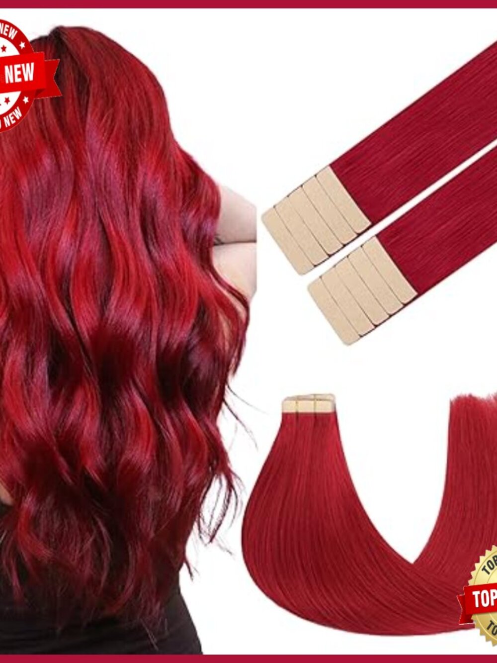 Human Hair Tape-In Extensions, 22 Inch, 10 Pieces, Silky Soft